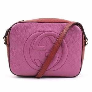 Gucci Soho Disco Crossbody Shoulder Bag Leather Red Magenta Gold